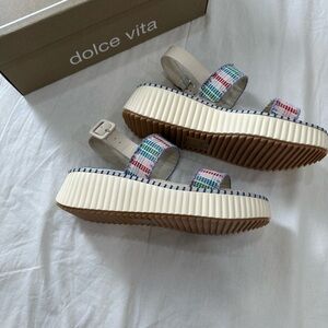 Dolce Vita Beige and Multicolor Platform Sandals